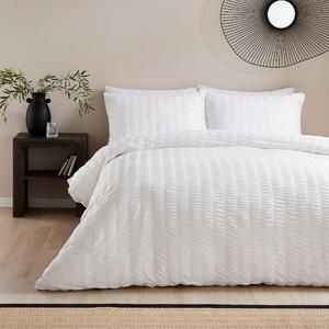 Westley Seersucker Duvet Cover and Pillowcase Set White