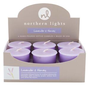 Set of 6 Lavender and Honey Votive Candles Purple
