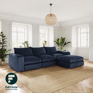 Full Circle Austin Navy Cosy Velvet Right Hand Facing Corner Chaise Navy