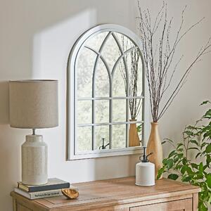 Arched Window Indoor Outdoor Wall Mirror White