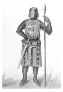 Art Print Old illustration of Knight of the 13th century, mikroman6