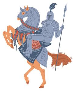 Art Print Vector isolated illustration of medieval knight, sabelskaya