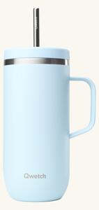 Insulated cup with handle 600 ml - Stainless steel. Ø8.4 x 19 cm. - Sky Blue - Qwetch