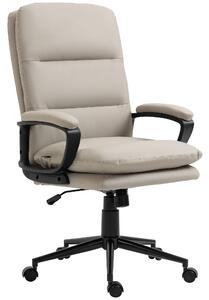Vinsetto High Back Office Chair, PU Leather Desk Chair with Double-tier Padding, Arm, Swivel Wheels, Adjustable Height, Light Grey