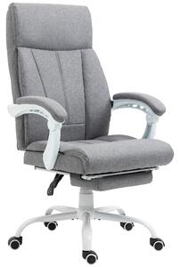 Vinsetto High-Back Executive Office Chair, Reclining Fabric Desk Chair with Footrest, Armrests, and Adjustable Height, Grey