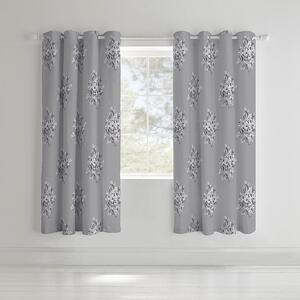 Catherine Lansfield Floral Bouquet 66x72 Ready Made Eyelet Curtains Grey