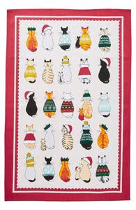 Ulster Weavers Christmas Cats in Waiting Tea Towel Red