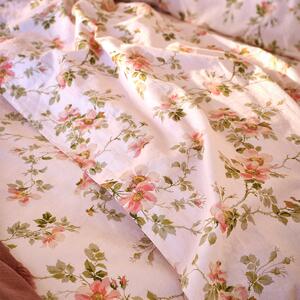 Piglet Cream Pastel Field Rose Linen Blend Flat Sheet Size Super King