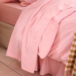 Piglet Pink Bloom Linen Blend Flat Sheet Size Super King