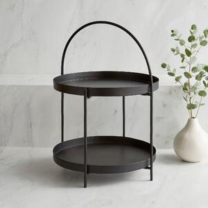 Folding Two Tier Serving Stand Black