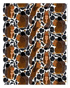 Marimekko Kurre cotton fabric White-brown-black-red