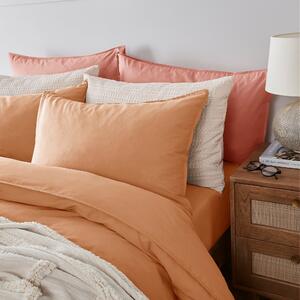 Soft Washed Recycled Cotton Standard Pillowcase Pair Apricot