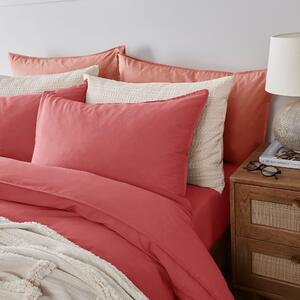 Soft Washed Recycled Cotton Standard Pillowcase Pair Rhubarb