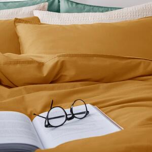 Soft Washed Recycled Cotton Duvet Cover and Pillowcase Set Amber Gold