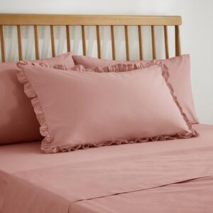 Pure Cotton Frilled Pillowcase Dusty Pink