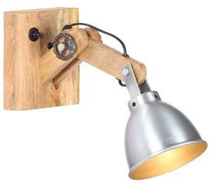 Wall Lamp E27 Silver Solid Mango Wood and Iron