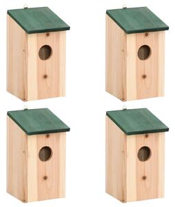 Bird Houses 4 pcs Wood 12x12x22 cm