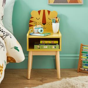 Kids Tiger Bedside Table Yellow