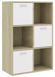 Storage Cabinet White and Sonoma Oak 60x29.5x90 cm Engineered Wood