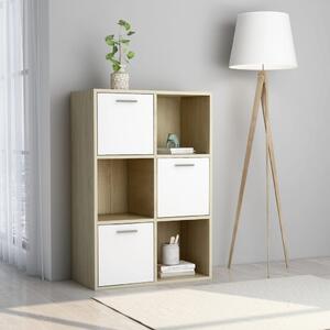 Storage Cabinet White and Sonoma Oak 60x29.5x90 cm Engineered Wood