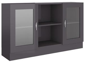 Vitrine Cabinet High Gloss Grey 120x30.5x70 cm Engineered Wood