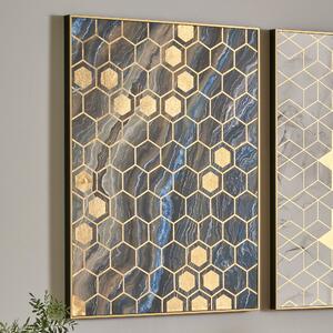 Black Marble Canvas Print With Gold Geo Pattern Black/Gold