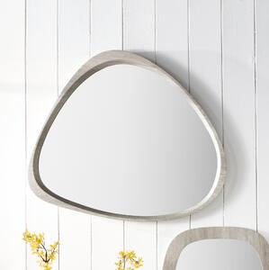 Curved Wall Mirror, Grey Oak 63x57cm Grey