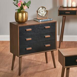 Pacific Klee 3 Drawer Chest, Pine Black/Brown