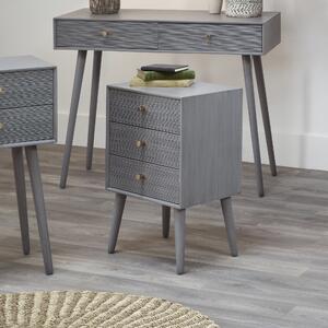 Pacific Chaya 3 Drawer Bedside Table, Grey Pine Grey