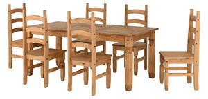 Corona Rectangular Dining Table with 6 Chairs Natural