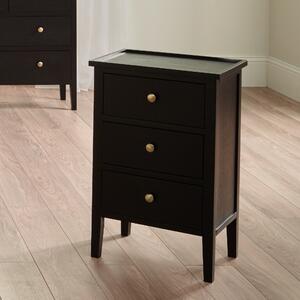 Pacific Chelmsford 3 Drawer Bedside Table, Black Painted Pine Black