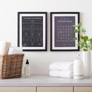 Set of 2 Laundry Room Prints 30x40cm Black