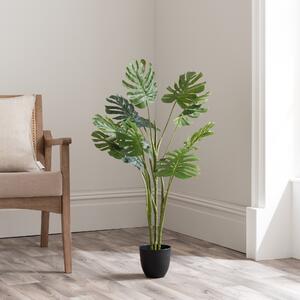 Artificial Cheese Plant in Black Plant Pot