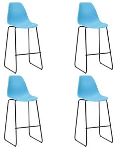 Bar Chairs 4 pcs Blue Plastic