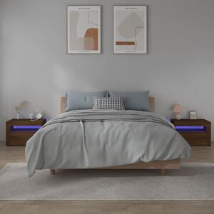 Bedside Cabinets 2 pcs with LEDs Brown Oak 60x35x40 cm
