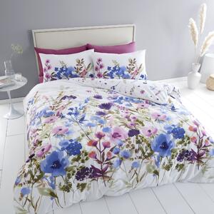 Catherine Lansfield Countryside Floral Duvet Cover Bedding Set Pink Blue