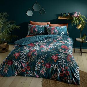 Catherine Lansfield Tropical Floral Birds Duvet Cover Bedding Set Blue