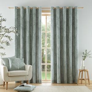 Catherine Lansfield Alder Trees Sage Ready Made Eyelet Curtains Green