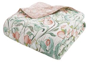 Catherine Lansfield Clarence Floral 220cm x 230cm Bedspread Natural Green