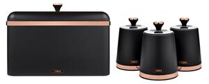 Tower Cavaletto Bread Bin & Set of 3 Canisters Black