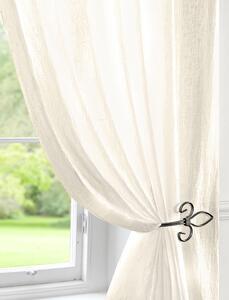 Crushed Double Width Voile Curtain Panel Cream