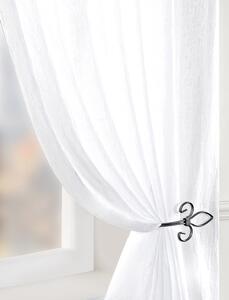 Crushed Double Width Ready Made Single Voile Curtain White