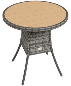 Outsunny 70 cm Wood-Effect Rattan Garden Table - Natural Wood Finish