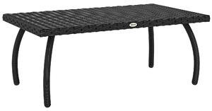 Outsunny PE Wicker Rattan Garden Coffee Table - Black