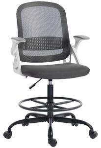 HOMCOM Painting Chair, Mesh Computer Desk Chair with Flip-up Armrests, Grey
