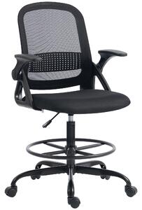 HOMCOM Painting Chair, Mesh Computer Desk Chair with Flip-up Armrests, Black