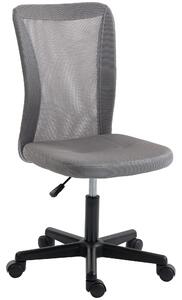 Vinsetto Computer Desk Chair, Mesh Office Chair with Adjustable Height and Swivel Wheels, Armless Study Chair, Grey