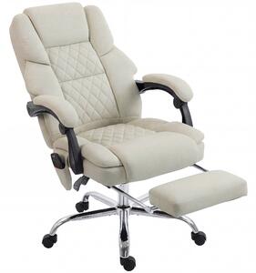HOMCOM Office Chair with 6-point Vibration Massage and Heat, Fabric Desk Chair with Footrest, High Back, Cream White