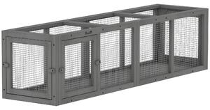PawHut Outdoor Cat Tunnel, Wooden Play Cat Enclosure, Extendable Pet Run with 3 Doors, for Indoor and Outdoor Use, Grey