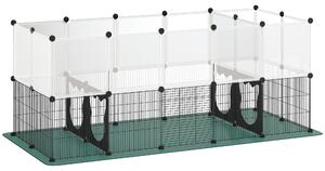 PawHut Pet Playpen with Waterproof Mat, DIY Small Animal Enclosure 34 Panels, Indoor/Outdoor Metal Pet Fence for Guinea Pigs